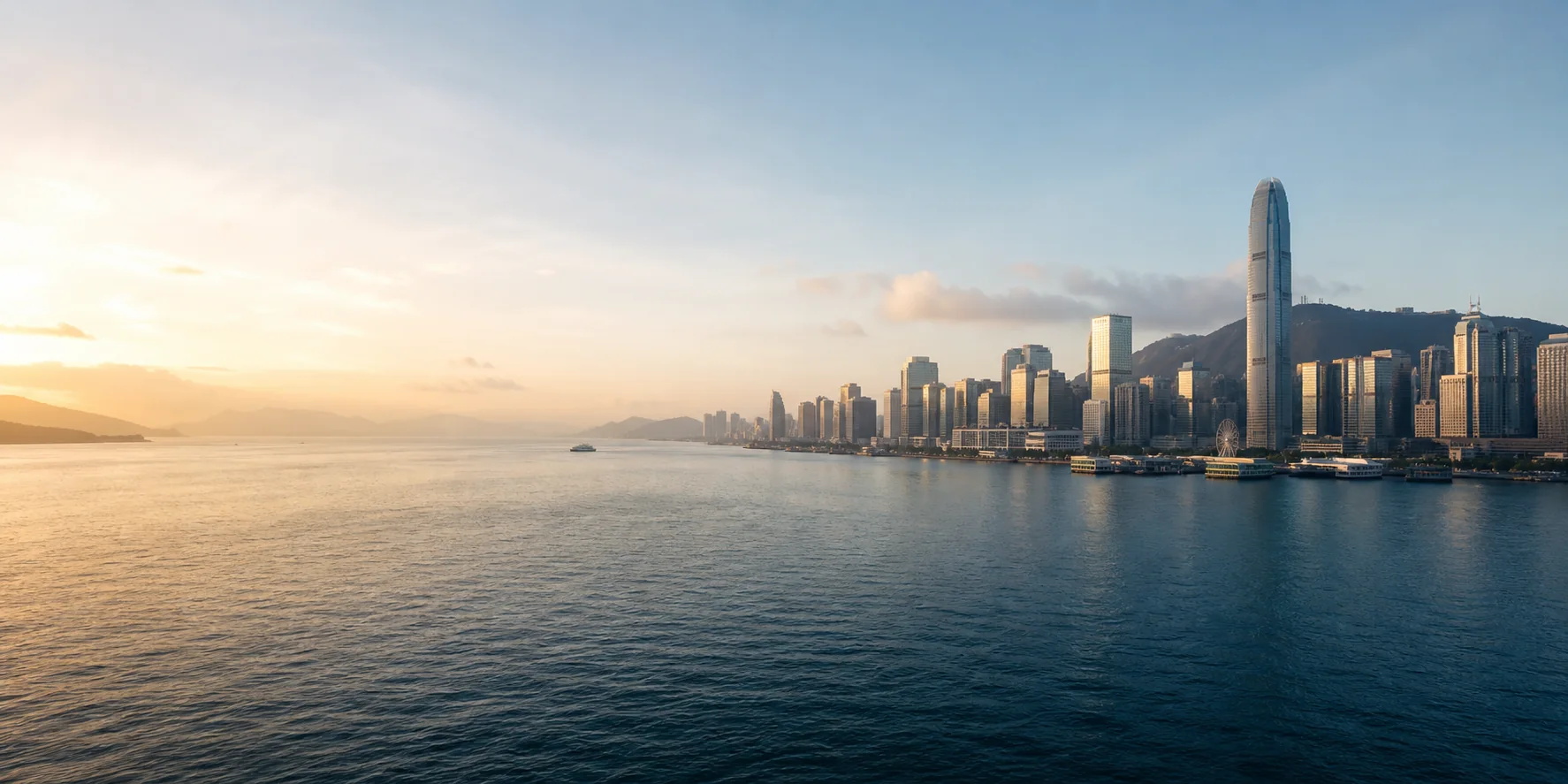 Hong Kong harbour at sunrise